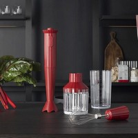photo plissè - mini blender in thermoplastic resin with glass, whisk and chopper-500 w-red 2